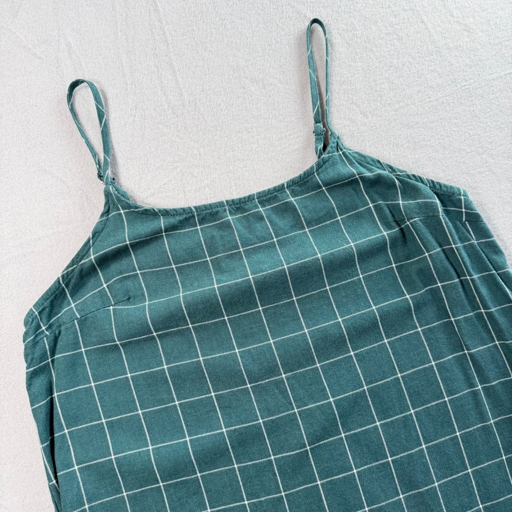 Cottagecore Windowpane Maxi Dress Women Small Teal Tiered Boho Summer - Picture 6 of 6